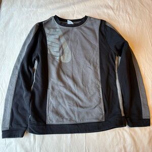 Nike Youth Pullover Sweatshirt in Gray and Black with front pockets